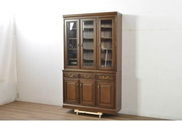 中古　美品　maruni(マルニ木工)　地中海ロイヤルシリーズ(ROYAL)　 シックな佇まいが魅力的なキャビネット(食器棚、収納棚、戸棚、カップボード、飾り棚、本箱)(定価約90万円)(R-080678)