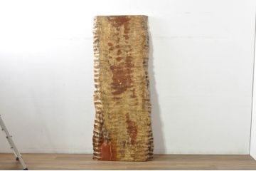 中古　ハイクラスのブビンガ一枚板　波杢・極厚　希少で美しい杢目のテーブルトップ(テーブル天板、材料、木材、古材、DIY)(購入価格約150万円)(R-080682)