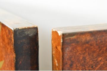 ビンテージ家具　美品　漆工芸品　四曲一隻　牡丹　松　鷹　漆絵が素晴らしい!裏表で異なる絵柄が楽しめる屏風(衝立て、衝い立て、衝立、パーテーション、仕切り、ヴィンテージ)(R-080686)