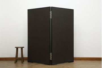 和製ビンテージ　新品未使用　展示品　超美品　香川漆器　漆工芸品　漆絵　貫涯　扇に草花の図が美しく描かれた折り畳み衝立(衝立て、つい立て、衝い立て、パーテーション、間仕切り、ディスプレイ、店舗什器、ヴィンテージ)(定価約200万円)(R-080687)