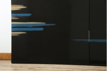 和風ビンテージ　輪島塗り　漆絵　迫力のある鶴の絵柄が目を惹く折り畳み衝立(衝立て、つい立て、衝い立て、パーテーション、仕切り、ヴィンテージ)(定価約180万円)(R-080688)