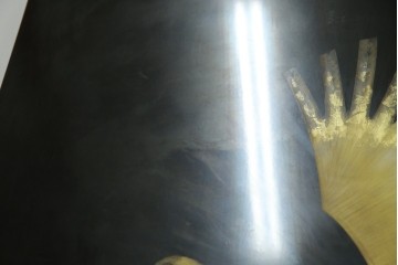 和風ビンテージ　輪島塗り　漆絵　迫力のある鶴の絵柄が目を惹く折り畳み衝立(衝立て、つい立て、衝い立て、パーテーション、仕切り、ヴィンテージ)(定価約180万円)(R-080688)