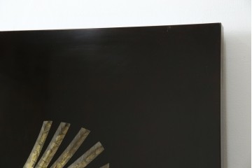 和風ビンテージ　輪島塗り　漆絵　迫力のある鶴の絵柄が目を惹く折り畳み衝立(衝立て、つい立て、衝い立て、パーテーション、仕切り、ヴィンテージ)(定価約180万円)(R-080688)