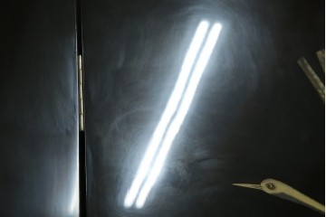 和風ビンテージ　輪島塗り　漆絵　迫力のある鶴の絵柄が目を惹く折り畳み衝立(衝立て、つい立て、衝い立て、パーテーション、仕切り、ヴィンテージ)(定価約180万円)(R-080688)