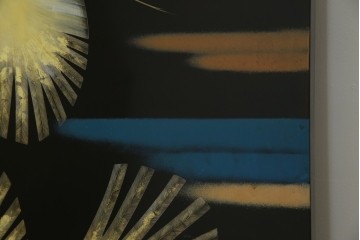 和風ビンテージ　輪島塗り　漆絵　迫力のある鶴の絵柄が目を惹く折り畳み衝立(衝立て、つい立て、衝い立て、パーテーション、仕切り、ヴィンテージ)(定価約180万円)(R-080688)