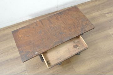 和製アンティーク　上手物!!　総欅(ケヤキ)材　天板上杢(玉杢)　時代の流れを感じる素朴な佇まいが魅力的な引き出し付き文机( ローテーブル、座卓、座机、センターテーブル)(R-080690)