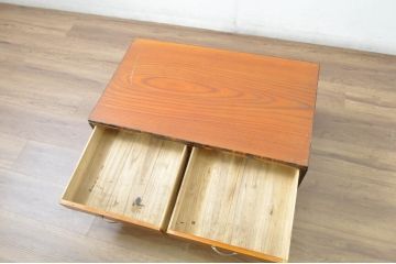 和製アンティーク　昭和初期　欅(ケヤキ)材と黒柿材の独特な木目が美しい作りの良い文机(ワークデスク、座机、ローテーブル、在宅用、在宅ワーク用)(R-080691)