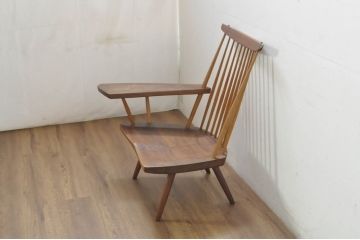和製ヴィンテージ　小田急ハルク購入　ジョージナカシマ　LOUNGE ARM(ラウンジアーム)　One Arm(ワンアーム、片肘)　CN103　モダンに洗練された右アーム付きラウンジチェア(ジョージ・ナカシマ、アームチェア、イス、椅子、板座チェア、ビンテージ)(R-080693)
