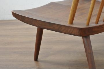 和製ヴィンテージ　小田急ハルク購入　ジョージナカシマ　LOUNGE ARM(ラウンジアーム)　One Arm(ワンアーム、片肘)　CN103　モダンに洗練された右アーム付きラウンジチェア(ジョージ・ナカシマ、アームチェア、イス、椅子、板座チェア、ビンテージ)(R-080693)