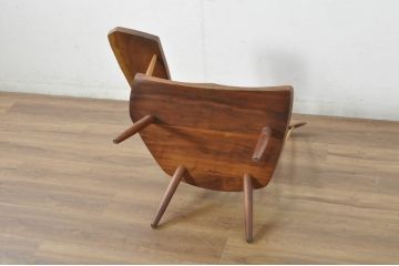 和製ヴィンテージ　小田急ハルク購入　ジョージナカシマ　LOUNGE ARM(ラウンジアーム)　One Arm(ワンアーム、片肘)　CN103　モダンに洗練された右アーム付きラウンジチェア(ジョージ・ナカシマ、アームチェア、イス、椅子、板座チェア、ビンテージ)(R-080693)