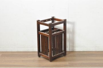 和製ビンテージ　希少な廃番品　北海道民芸家具　やさしい木のぬくもりが魅力的な傘立て(アンブレラスタンド、かさ立て、ヴィンテージ)(R-080705)