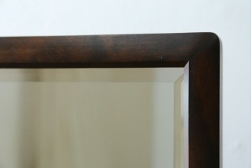 和製ヴィンテージ　北海道民芸家具　シックな色合いが上品な印象のキャスター付きスタンドミラー　(R-080706)