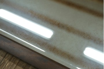 和製ヴィンテージ　北海道民芸家具　シックな色合いが上品な印象のキャスター付きスタンドミラー　(R-080706)