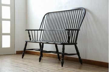 和製ビンテージ　松本民芸家具　#513型　和モダン空間を演出する長ウィンザーチェア(ベンチ、3人掛けソファ、三人掛け、ウインザーチェア、長椅子)(定価約39万円)(R-080708)