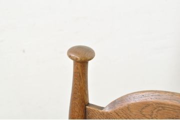 和製ビンテージ　希少デザイン　個性的なデザインのナラ材ラッシチェア1脚(ダイニングチェア、椅子、イス、ヴィンテージ、検索ワード:吉田璋也)(R-080712)