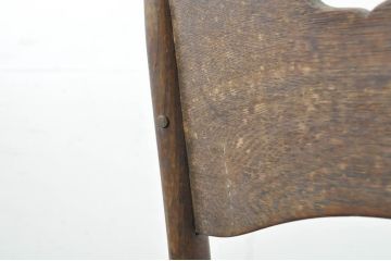 和製ビンテージ　希少デザイン　個性的なデザインのナラ材ラッシチェア1脚(ダイニングチェア、椅子、イス、ヴィンテージ、検索ワード:吉田璋也)(R-080713)