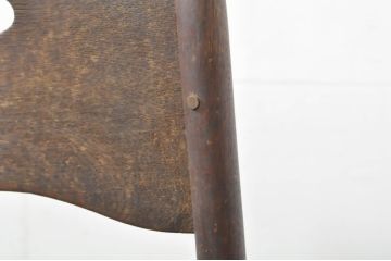 和製ビンテージ　希少デザイン　個性的なデザインのナラ材ラッシチェア1脚(ダイニングチェア、椅子、イス、ヴィンテージ、検索ワード:吉田璋也)(R-080713)