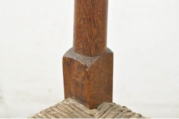 和製ビンテージ　希少デザイン　個性的なデザインのナラ材ラッシチェア1脚(ダイニングチェア、椅子、イス、ヴィンテージ、検索ワード:吉田璋也)(R-080714)