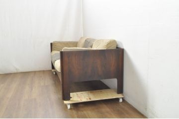 和製ビンテージ　希少　天童木工　HACO(ハコ)　ローズウッド　剣持勇　ジャパニーズモダンデザインの3人掛けソファ(三人掛け、3Pソファ、ヴィンテージ)(R-080723)