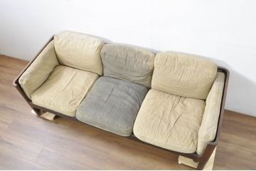 和製ビンテージ　希少　天童木工　HACO(ハコ)　ローズウッド　剣持勇　ジャパニーズモダンデザインの3人掛けソファ(三人掛け、3Pソファ、ヴィンテージ)(R-080723)