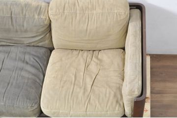 和製ビンテージ　希少　天童木工　HACO(ハコ)　ローズウッド　剣持勇　ジャパニーズモダンデザインの3人掛けソファ(三人掛け、3Pソファ、ヴィンテージ)(R-080723)