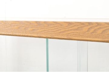 中古　特注品　タモ材　薄型　明るい木色がぬくもりを感じる鍵付きガラスケース(収納棚、陳列棚、ショーケース、戸棚、飾り棚、Gケース、店舗什器)(R-080725)