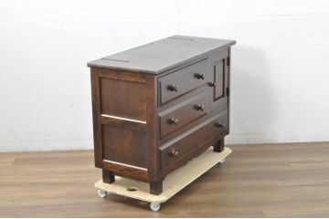 中古　北海道民芸家具　ドレッサーリメイク　洗練された佇まいが魅力のサイドボード(リビングボード、引き出し、サイドキャビネット)(R-080728)