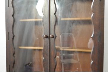 和製ビンテージ　松本民芸家具　#58型　お洒落な扉のデザインが印象的な食器棚(カップボード、収納棚、戸棚、ヴィンテージ)(定価約55万円)(R-080729)