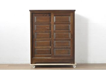 中古　松本民芸家具　シックで落ち着いた佇まいが魅力的なA型下駄箱(靴箱、シューズボックス、収納棚、戸棚、キャビネット)(定価約34万円)(R-080731)