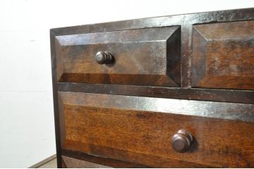 中古　松本民芸家具　立体的なデザインが魅力の凸面小引き出し(卓上収納、小物収納)(R-080738)