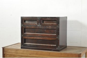 中古　松本民芸家具　523型　シンプルで上品な佇まいが魅力的な金具付き小抽斗(小引き出し、チェスト、卓上収納、小物収納、小抽出)(定価約15万円)(R-080739)