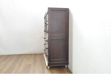 中古　美品　北海道民芸家具　深みのある木の色合いが美しい衣装盆付きサイドチェスト(和たんす、衣装タンス、着物箪笥、収納箪笥、引き出し)(R-080741)