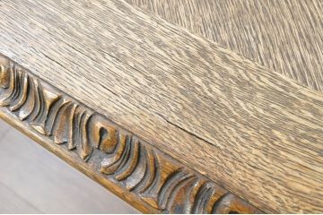 イギリスアンティーク　高級品!!　オーク材　パ-ケットリー(象嵌)天板とバルボスレッグが目を引くセンターテーブル(ローテーブル、リビングテーブル、コーヒーテーブル、英国)(R-080749)
