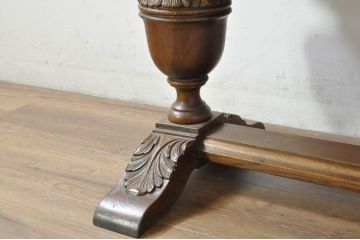 イギリスアンティーク　高級品!!　オーク材　パ-ケットリー(象嵌)天板とバルボスレッグが目を引くセンターテーブル(ローテーブル、リビングテーブル、コーヒーテーブル、英国)(R-080749)