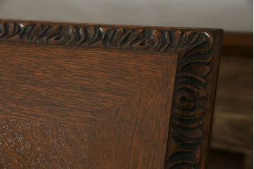 【S様ご決済用】イギリスアンティーク　高級品!!　オーク材　パ-ケットリー(象嵌)天板とバルボスレッグが目を引くセンターテーブル(ローテーブル、リビングテーブル、コーヒーテーブル、英国)(R-080749)