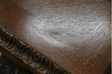 【S様ご決済用】イギリスアンティーク　高級品!!　オーク材　パ-ケットリー(象嵌)天板とバルボスレッグが目を引くセンターテーブル(ローテーブル、リビングテーブル、コーヒーテーブル、英国)(R-080749)