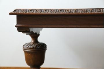 【S様ご決済用】イギリスアンティーク　高級品!!　オーク材　パ-ケットリー(象嵌)天板とバルボスレッグが目を引くセンターテーブル(ローテーブル、リビングテーブル、コーヒーテーブル、英国)(R-080749)
