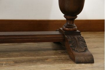 【S様ご決済用】イギリスアンティーク　高級品!!　オーク材　パ-ケットリー(象嵌)天板とバルボスレッグが目を引くセンターテーブル(ローテーブル、リビングテーブル、コーヒーテーブル、英国)(R-080749)