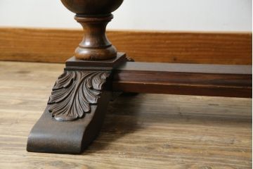 【S様ご決済用】イギリスアンティーク　高級品!!　オーク材　パ-ケットリー(象嵌)天板とバルボスレッグが目を引くセンターテーブル(ローテーブル、リビングテーブル、コーヒーテーブル、英国)(R-080749)