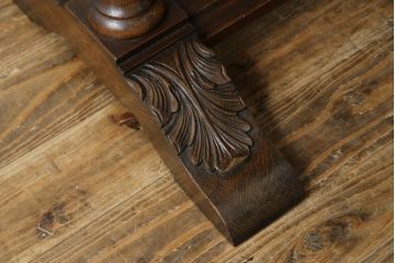 【S様ご決済用】イギリスアンティーク　高級品!!　オーク材　パ-ケットリー(象嵌)天板とバルボスレッグが目を引くセンターテーブル(ローテーブル、リビングテーブル、コーヒーテーブル、英国)(R-080749)