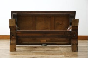 【S様ご決済用】イギリスアンティーク　高級品!!　オーク材　パ-ケットリー(象嵌)天板とバルボスレッグが目を引くセンターテーブル(ローテーブル、リビングテーブル、コーヒーテーブル、英国)(R-080749)
