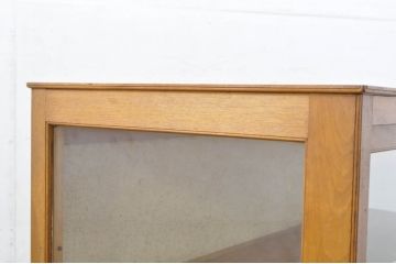 和製アンティーク　三方ガラス　木枠　レトロな雰囲気のロータイプガラスケース(Gケース、ショーケース、ディスプレイケース、コレクションケース、飾り棚、陳列棚、収納棚、サイドキャビネット、店舗什器)(R-080750)