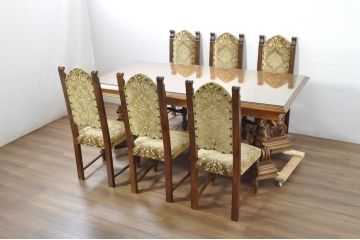 中古　美品　最高級　イタリア輸入家具　品のある佇まいが素敵なハイバックダイニングチェア6脚セット(サロンチェア、椅子、イス、バラ売り可能)(定価6脚で約112万円)(R-080752)