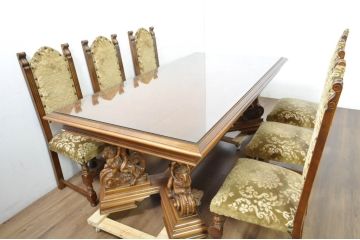 中古　美品　最高級　イタリア輸入家具　品のある佇まいが素敵なハイバックダイニングチェア6脚セット(サロンチェア、椅子、イス、バラ売り可能)(定価6脚で約112万円)(R-080752)