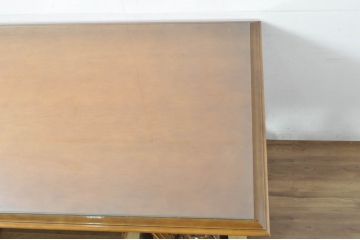 中古　美品　最高級　イタリア輸入家具　大振り　ガラス天板付き　脚に施された彫刻が高級感を高めるダイニングテーブル(6人掛け、食卓)(定価約140万円)(R-080753)