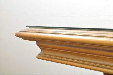 中古　美品　最高級　イタリア輸入家具　大振り　ガラス天板付き　脚に施された彫刻が高級感を高めるダイニングテーブル(6人掛け、食卓)(定価約140万円)(R-080753)