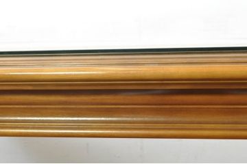 中古　美品　最高級　イタリア輸入家具　大振り　ガラス天板付き　脚に施された彫刻が高級感を高めるダイニングテーブル(6人掛け、食卓)(定価約140万円)(R-080753)