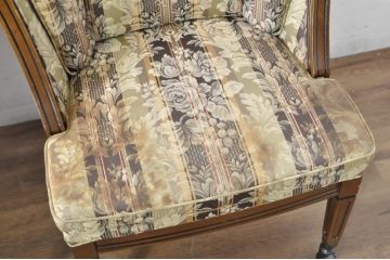 中古　maruni(マルニ木工)　地中海ロイヤルシリーズ(ROYAL)　シャルル　華やかなファブリックが空間に彩を添えるキャスター付きパーティチェア2脚セット(椅子、1人掛けソファ、サロンチェア、ダイニングチェア、ラウンジチェア、バラ売り可能)(定価2脚で約50万円)(R-080754)