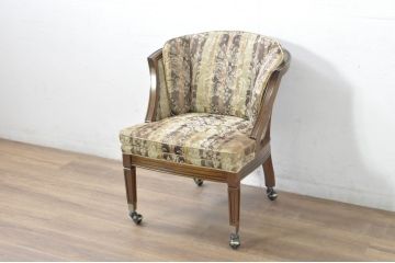 中古　maruni(マルニ木工)　地中海ロイヤルシリーズ(ROYAL)　シャルル　華やかなファブリックが空間に彩を添えるキャスター付きパーティチェア2脚セット(椅子、1人掛けソファ、サロンチェア、ダイニングチェア、ラウンジチェア、バラ売り可能)(定価2脚で約50万円)(R-080754)