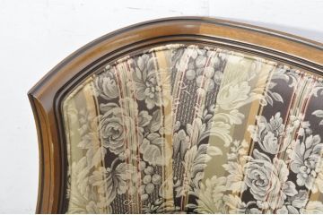 中古　maruni(マルニ木工)　地中海ロイヤルシリーズ(ROYAL)　シャルル　華やかなファブリックが空間に彩を添えるキャスター付きパーティチェア2脚セット(椅子、1人掛けソファ、サロンチェア、ダイニングチェア、ラウンジチェア、バラ売り可能)(定価2脚で約50万円)(R-080754)